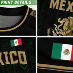 Camiseta Deportiva México Negra Dorada
