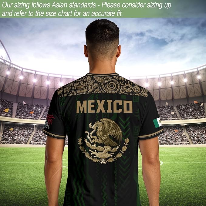 Camiseta Deportiva México Negra Dorada