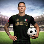 Camiseta Deportiva México Negra Dorada